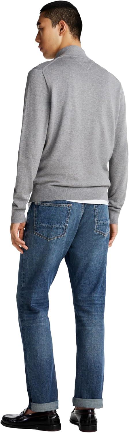 imageTommy Hilfiger Mens Lightweight Pullover Quarter Zip SweaterMedium Grey Heather