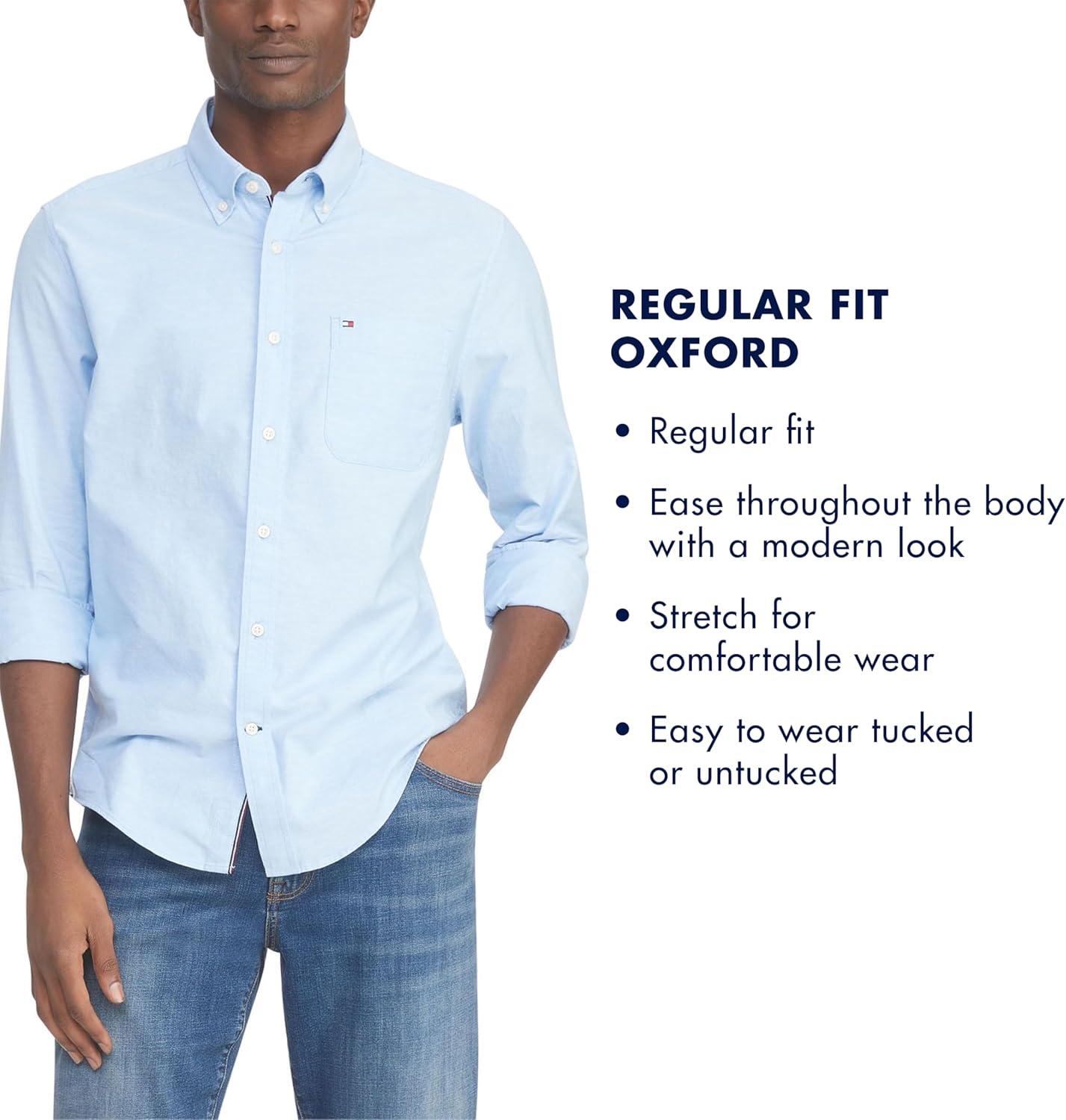 imageTommy Hilfiger Mens Long Sleeve Button Down Oxford Shirt in Regular FitBright White