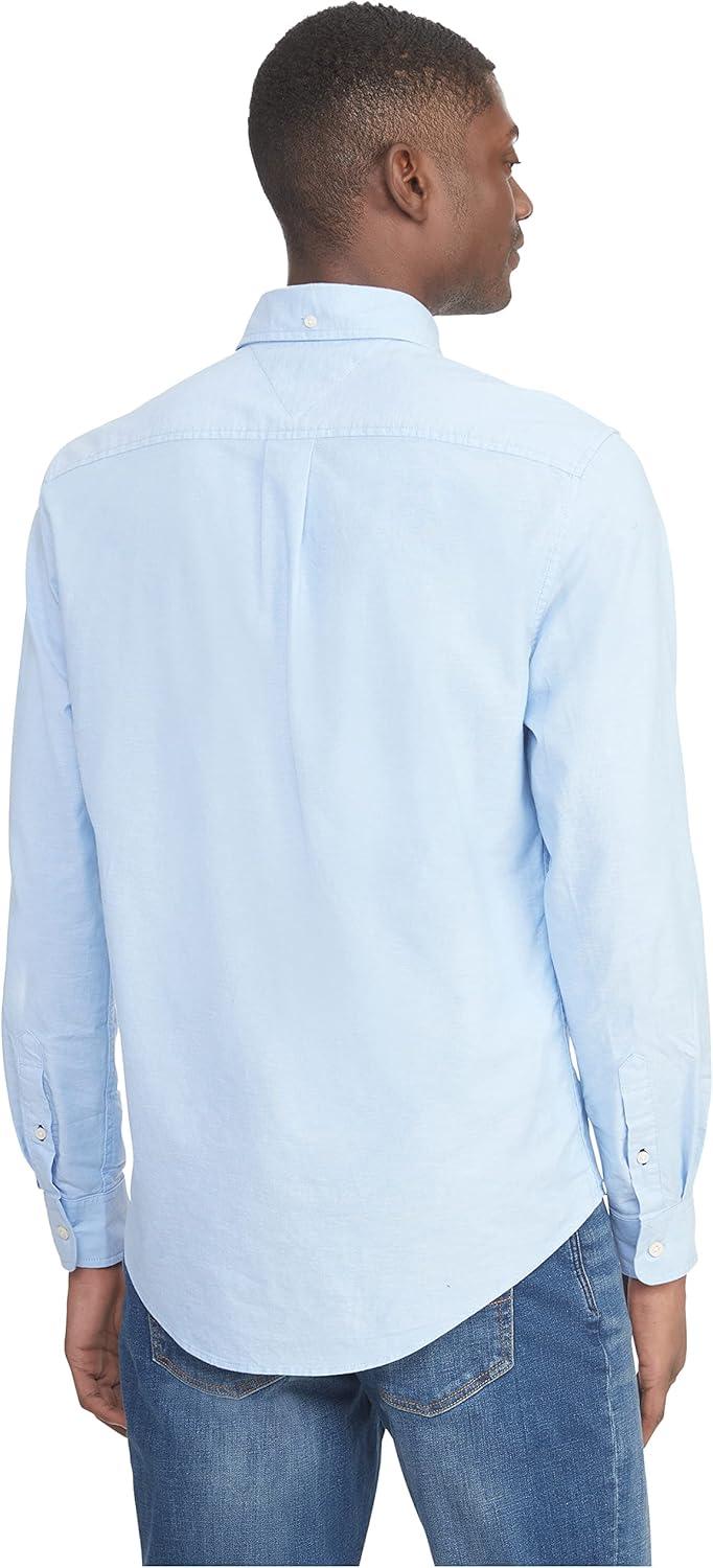 imageTommy Hilfiger Mens Long Sleeve Button Down Stretch Oxford Shirt in Regular FitBright Blue