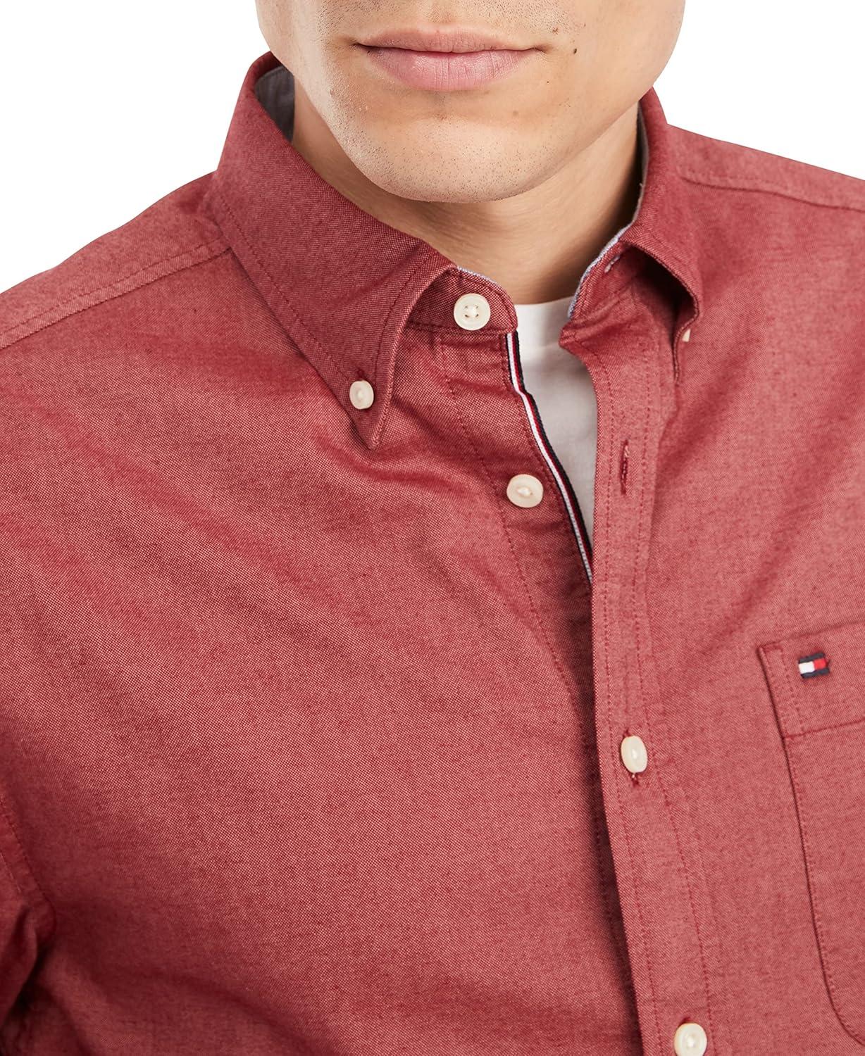 imageTommy Hilfiger Mens Long Sleeve Button Down Stretch Oxford Shirt in Regular FitRouge