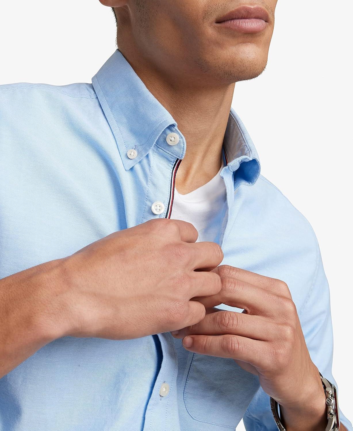 imageTommy Hilfiger Mens Long Sleeve Button Down Stretch Oxford Shirt in Regular FitTitan Blue