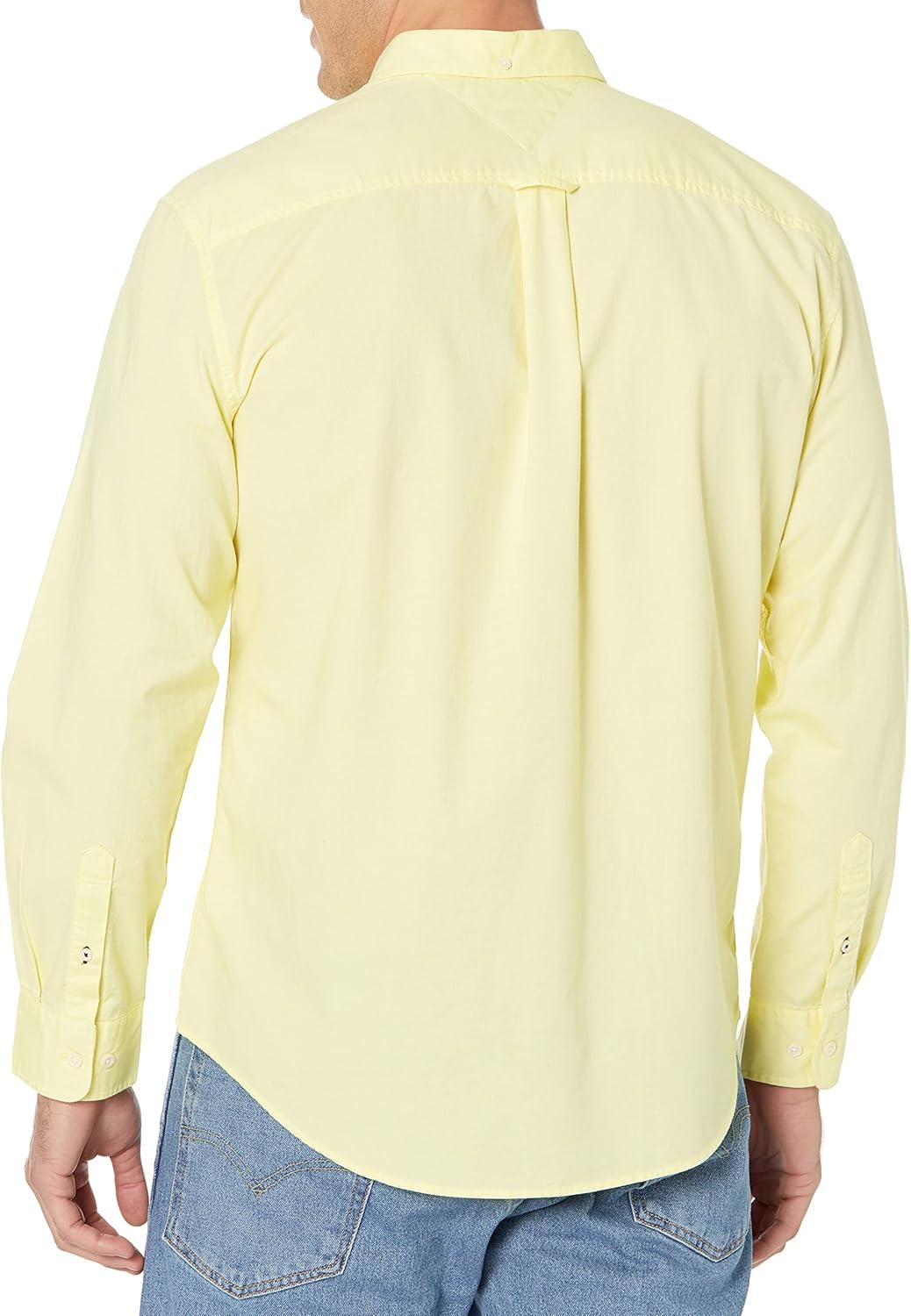 imageTommy Hilfiger Mens Long Sleeve Button Down Stretch Oxford Shirt in Regular FitYellow Topaz