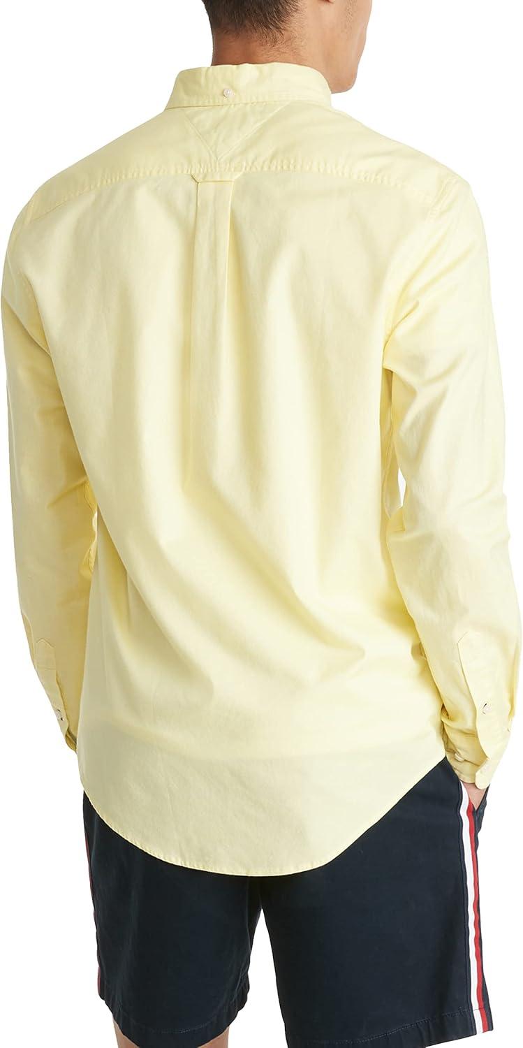 imageTommy Hilfiger Mens Long Sleeve Button Down Stretch Oxford Shirt in Regular FitYellow Topaz