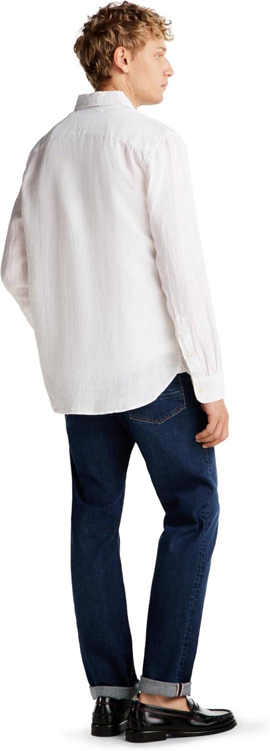 imageTommy Hilfiger Mens Long Sleeve Casual Linen Button Down Shirts in Regular FitOptic White