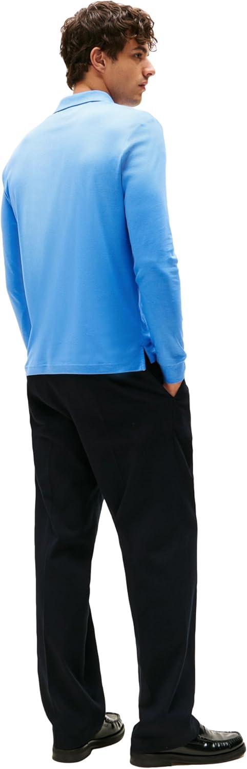 imageTommy Hilfiger Mens Long Sleeve Casual Polo Shirts in Regular Fit with Liquid CottonBlue Spell