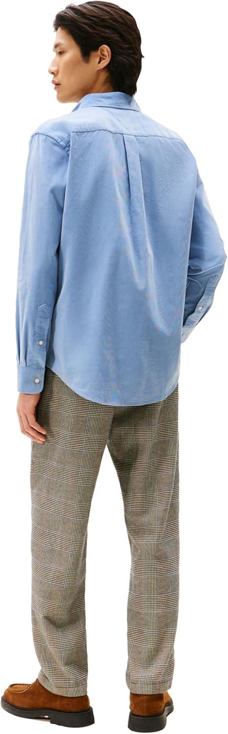imageTommy Hilfiger Mens Long Sleeve Corduroy Shirts in Regular Fit Mens Button Down ShirtBrisk Blue