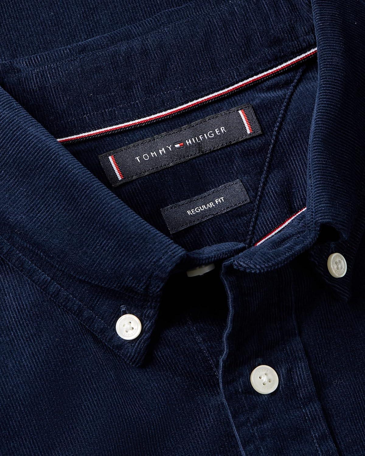 imageTommy Hilfiger Mens Long Sleeve Corduroy Shirts in Regular Fit Mens Button Down ShirtImperial Navy