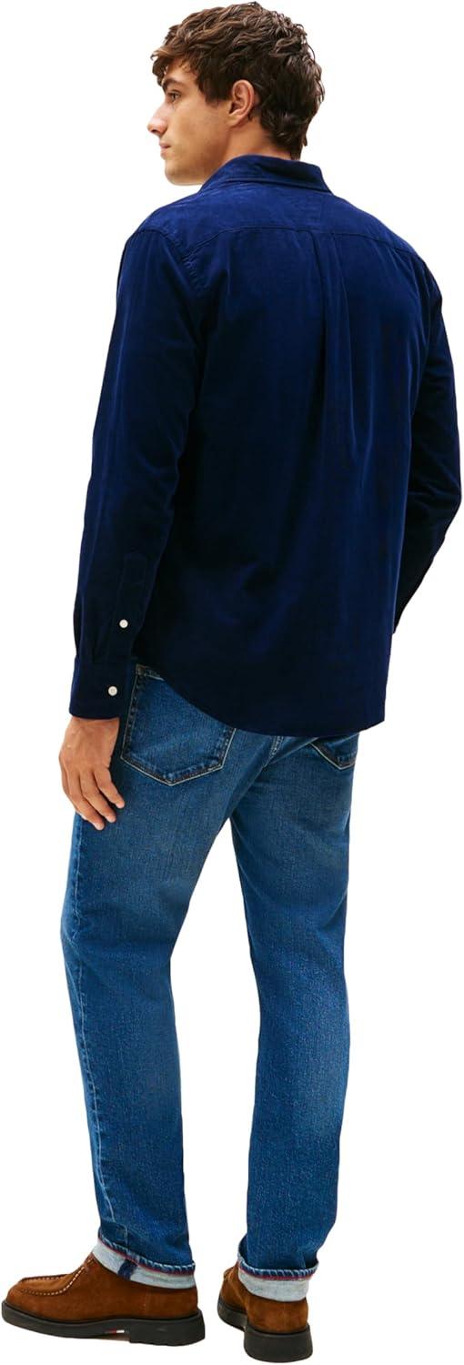 imageTommy Hilfiger Mens Long Sleeve Corduroy Shirts in Regular Fit Mens Button Down ShirtImperial Navy