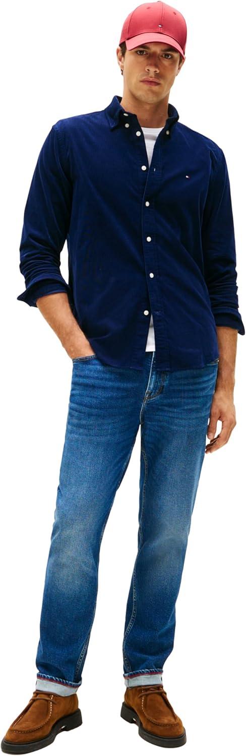 imageTommy Hilfiger Mens Long Sleeve Corduroy Shirts in Regular Fit Mens Button Down ShirtImperial Navy