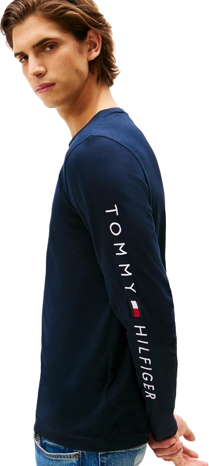 imageTommy Hilfiger Mens Long Sleeve Cotton Graphic TShirts with Embroidered LogoDesert Sky