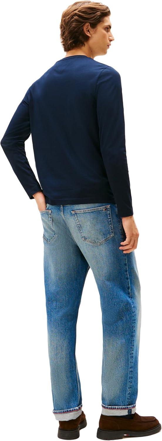 imageTommy Hilfiger Mens Long Sleeve Cotton Graphic TShirts with Embroidered LogoDesert Sky