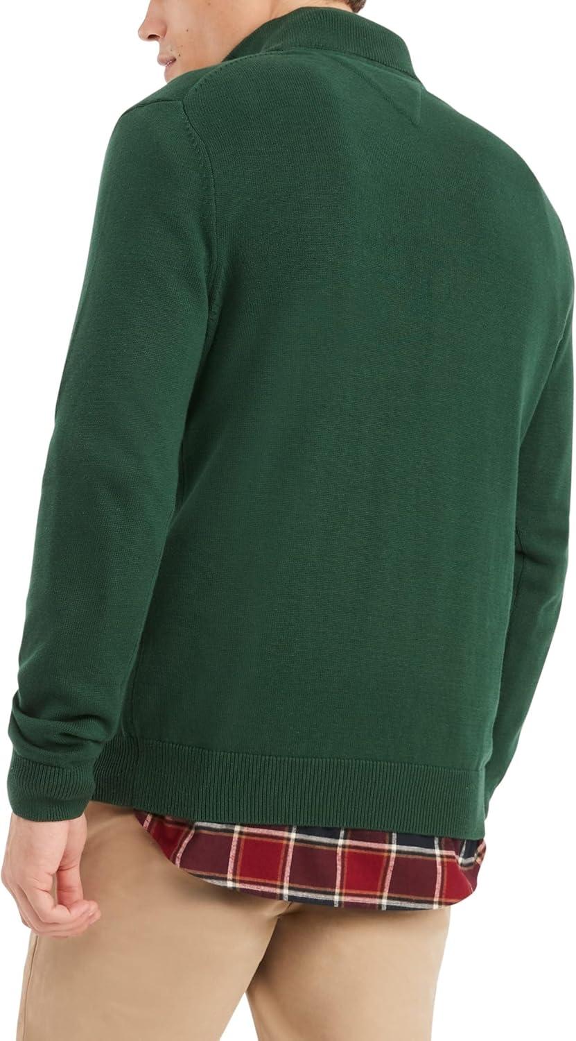 imageTommy Hilfiger Mens Long Sleeve Cotton Quarter Zip Pullover SweaterHunter
