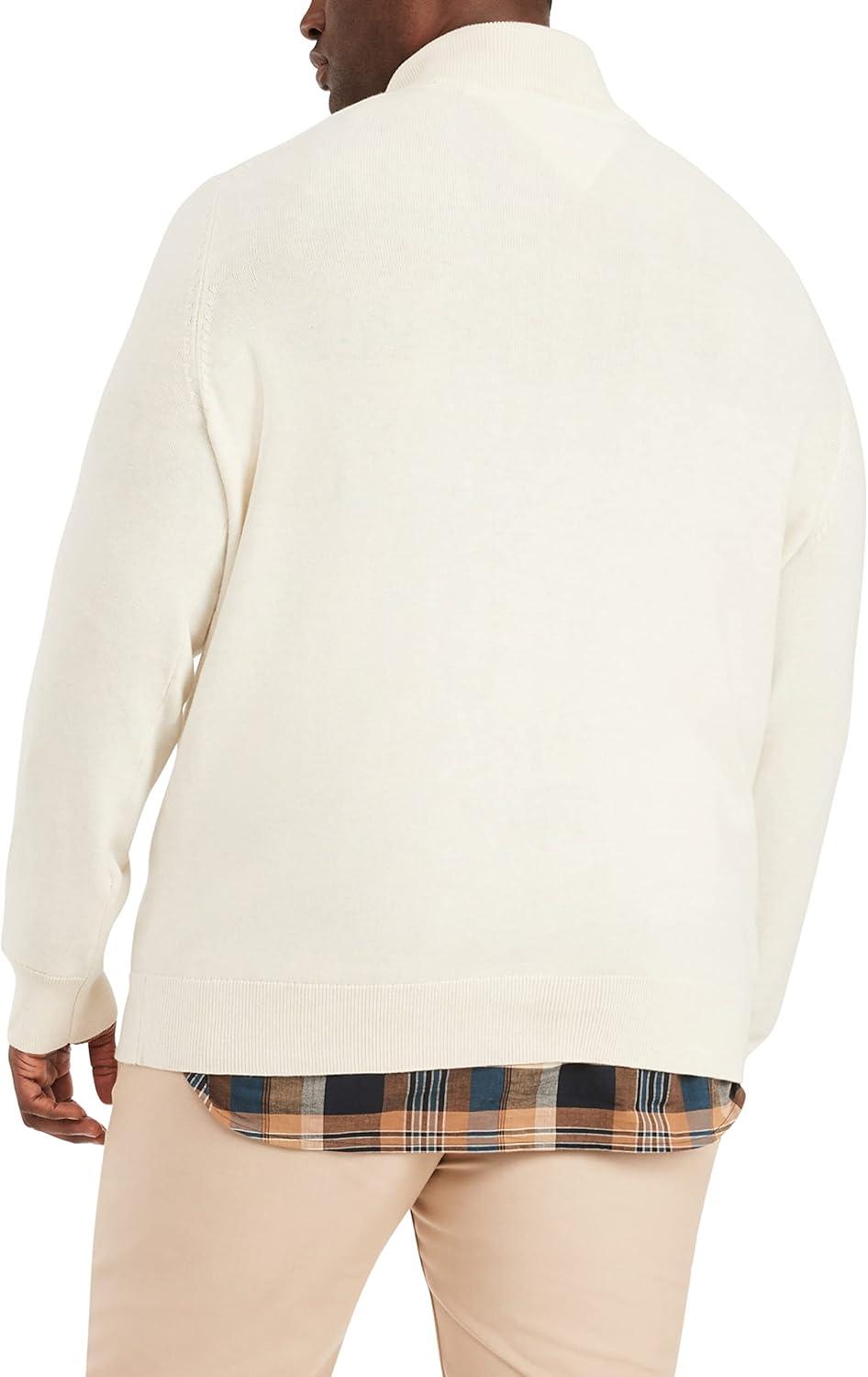 imageTommy Hilfiger Mens Long Sleeve Cotton Quarter Zip Pullover SweaterSnow White Heather