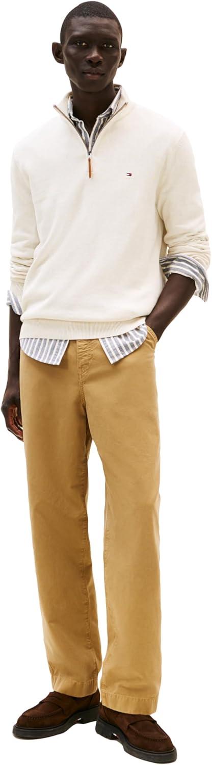 imageTommy Hilfiger Mens Long Sleeve Cotton Quarter Zip Pullover SweaterSnow White Heather