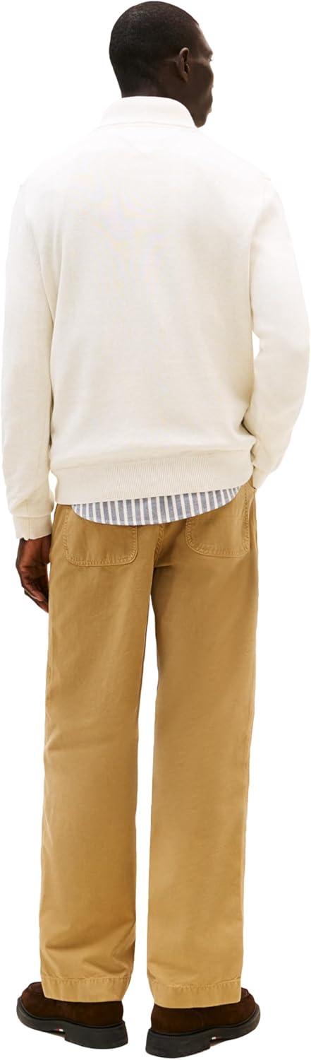 imageTommy Hilfiger Mens Long Sleeve Cotton Quarter Zip Pullover SweaterSnow White Heather