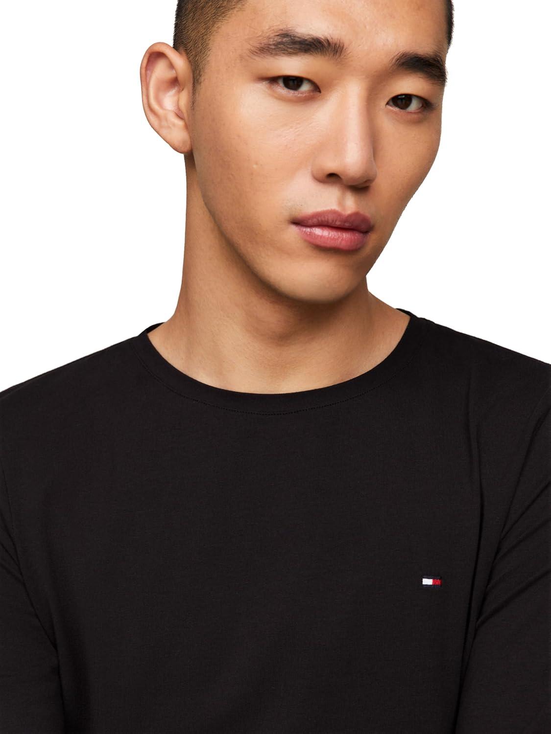 imageTommy Hilfiger Mens Long Sleeve Cotton Stretch Basic Slim Fit TShirtsBlack