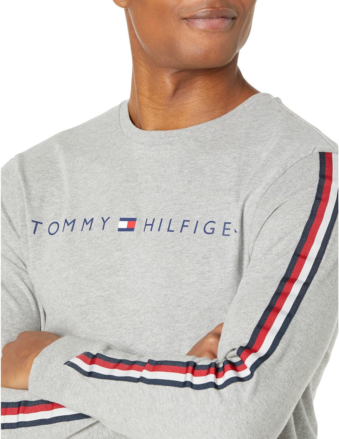 imageTommy Hilfiger Mens Long Sleeve Cotton Stretch Basic Slim Fit TShirtsGrey Heather