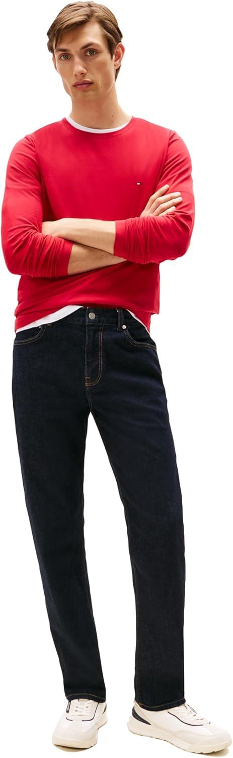 imageTommy Hilfiger Mens Long Sleeve Cotton Stretch Basic Slim Fit TShirtsMedium Red