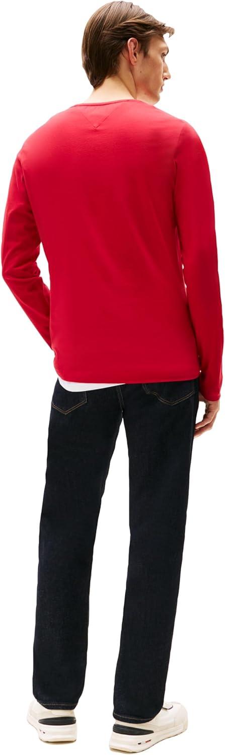 imageTommy Hilfiger Mens Long Sleeve Cotton Stretch Basic Slim Fit TShirtsMedium Red