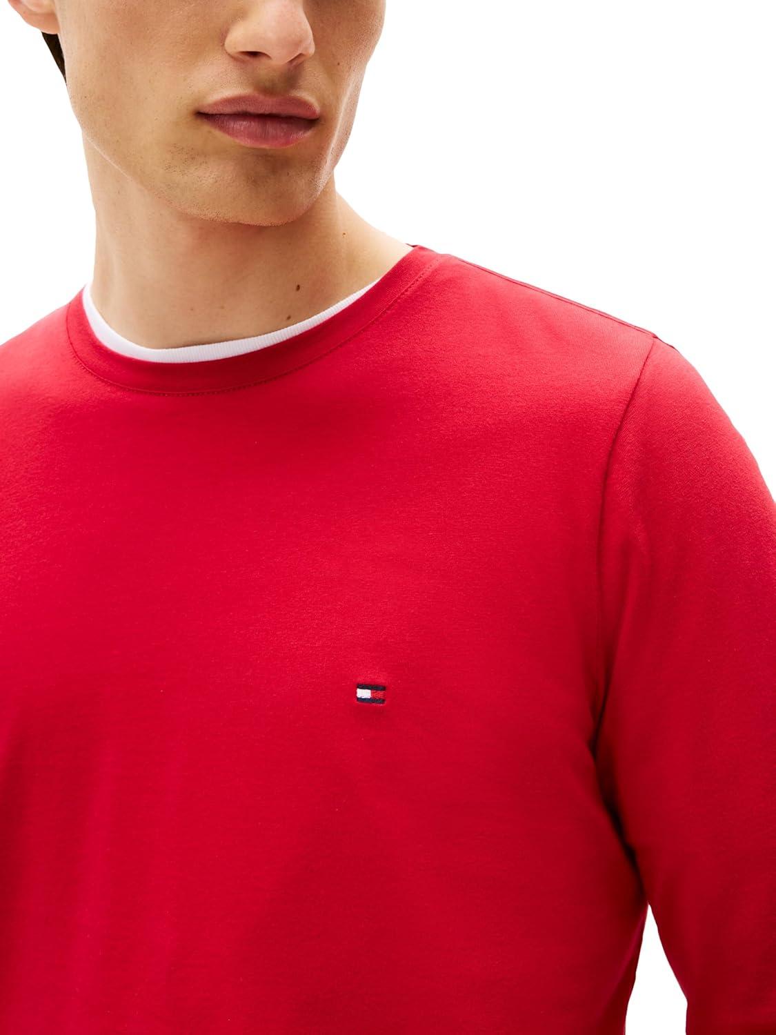 imageTommy Hilfiger Mens Long Sleeve Cotton Stretch Basic Slim Fit TShirtsMedium Red