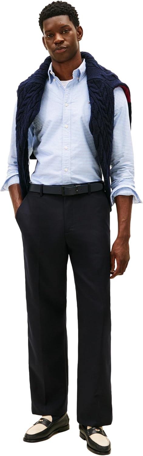 imageTommy Hilfiger Mens Long Sleeve Oxford Shirts in Regular Fit Mens Button Down Shirts Also Available in Big and TallCloudy Blue Check