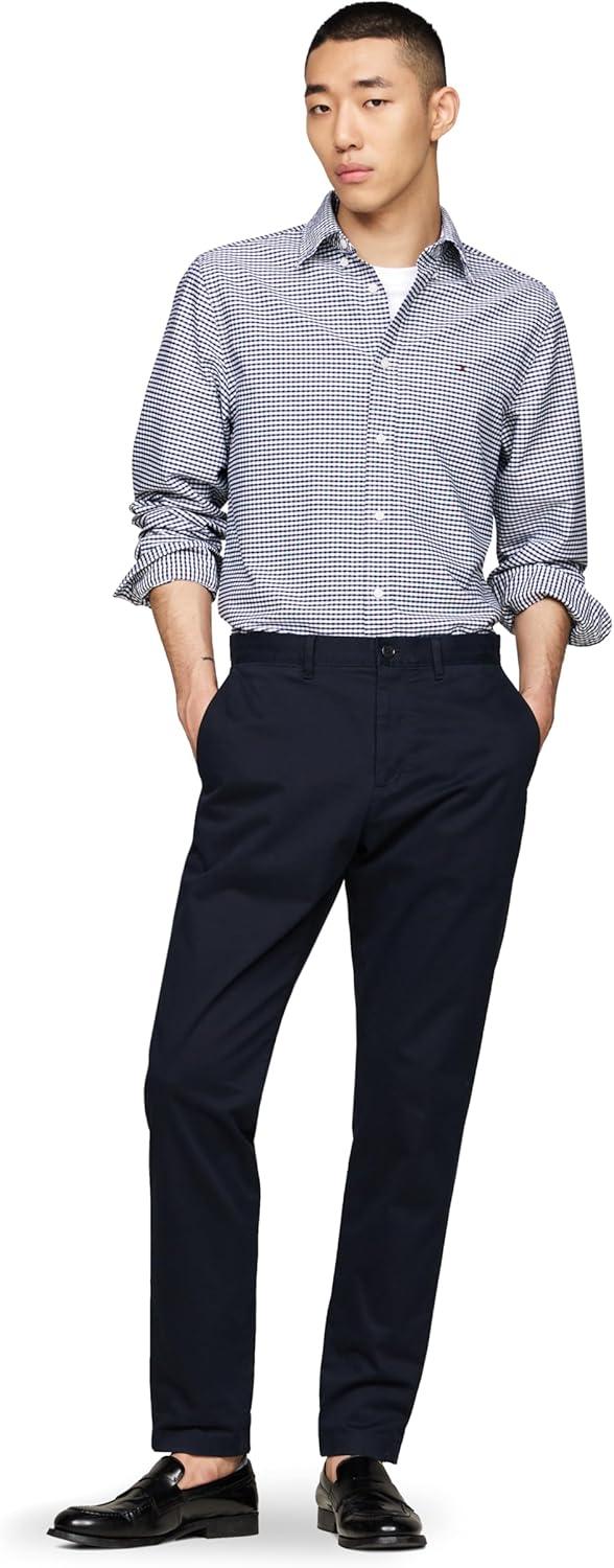 imageTommy Hilfiger Mens Long Sleeve Oxford Shirts in Regular Fit Mens Button Down Shirts Also Available in Big and TallDesert Sky White
