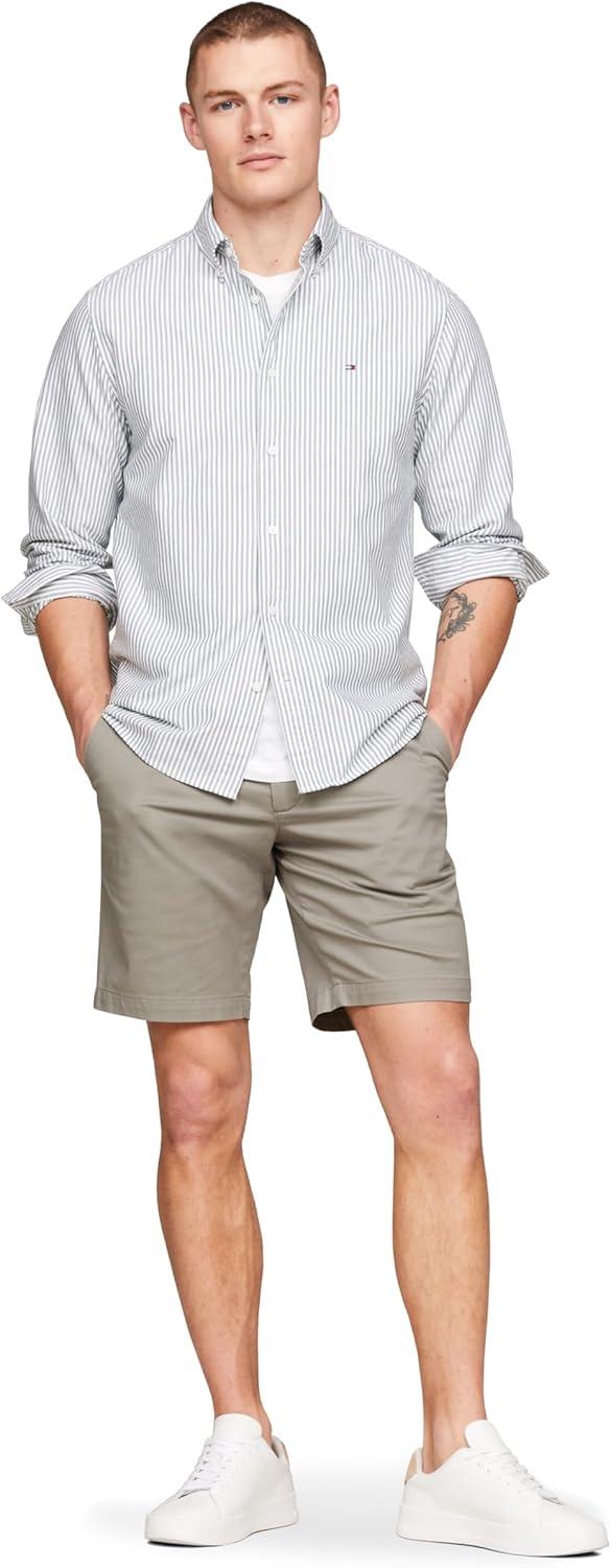 imageTommy Hilfiger Mens Long Sleeve Oxford Shirts in Regular Fit Mens Button Down Shirts Also Available in Big and TallOrnamental Green Optic White