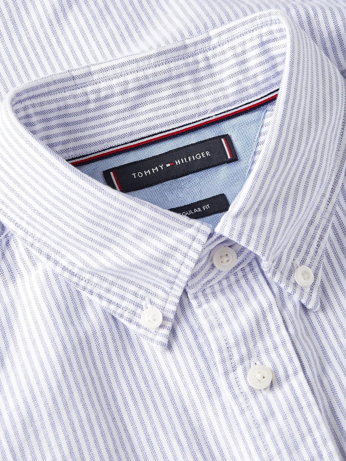 imageTommy Hilfiger Mens Long Sleeve Oxford Shirts in Regular Fit Mens Button Down Shirts Also Available in Big and TallRoyal Blue White