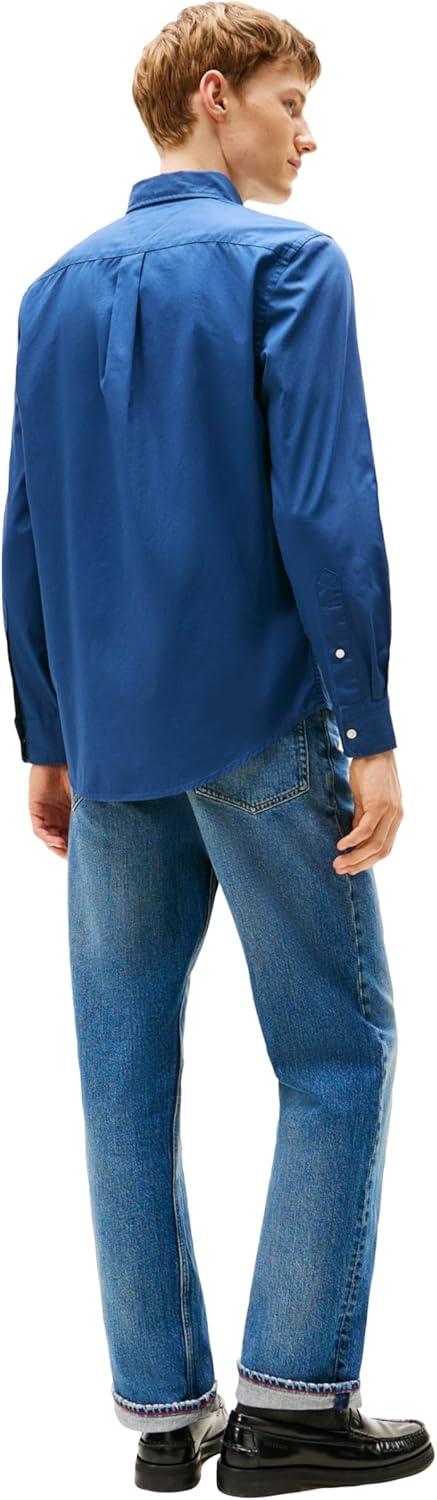 imageTommy Hilfiger Mens Long Sleeve Poplin Shirts in Regular Fit Mens Button Down Shirts Also Available in Big and TallAegean Sea