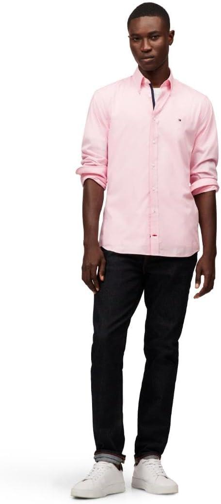 imageTommy Hilfiger Mens Long Sleeve Poplin Shirts in Regular Fit Mens Button Down Shirts Also Available in Big and TallClassic Pink