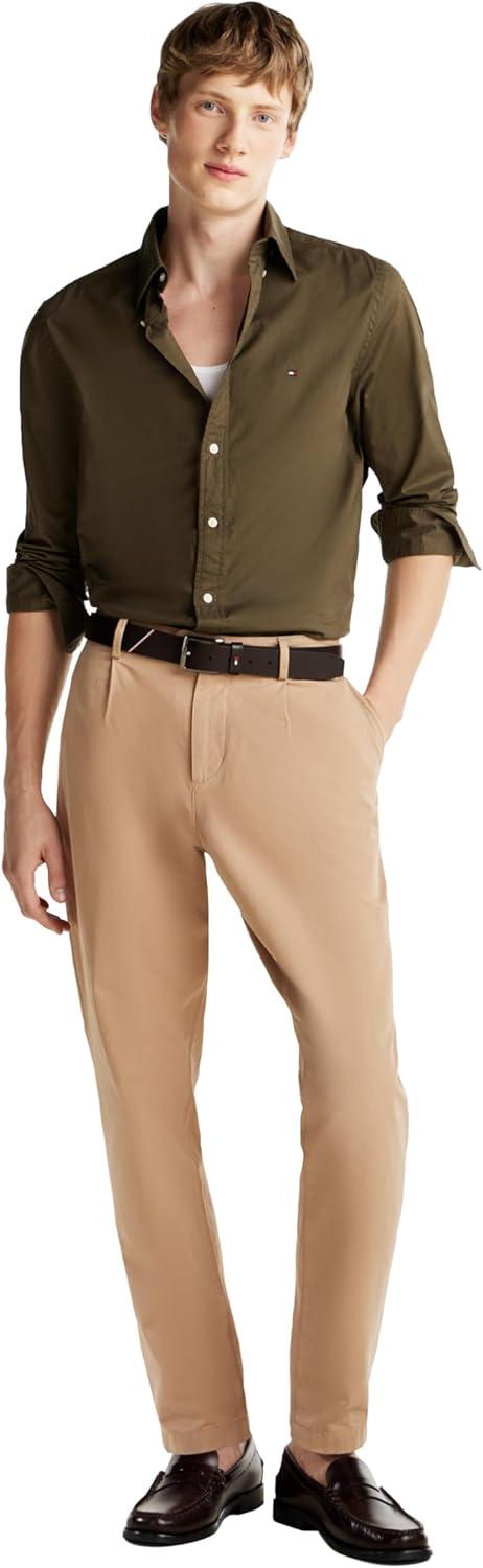 imageTommy Hilfiger Mens Long Sleeve Poplin Shirts in Regular Fit Mens Button Down Shirts Also Available in Big and TallDark Green