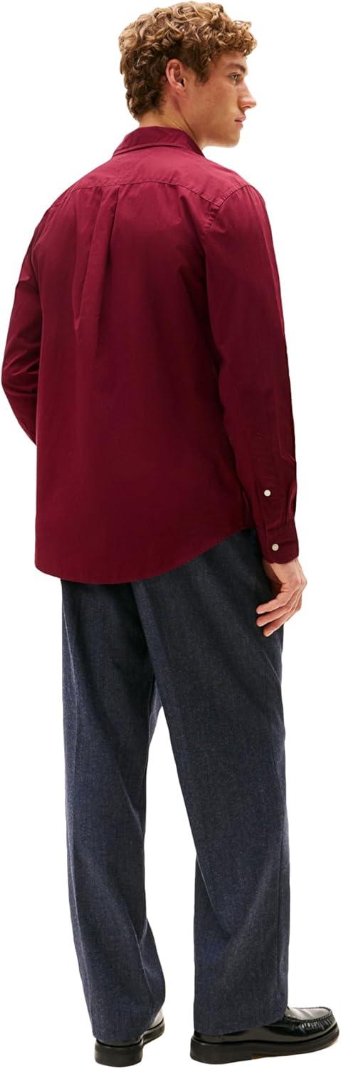 imageTommy Hilfiger Mens Long Sleeve Poplin Shirts in Regular Fit Mens Button Down Shirts Also Available in Big and TallDeep Rouge