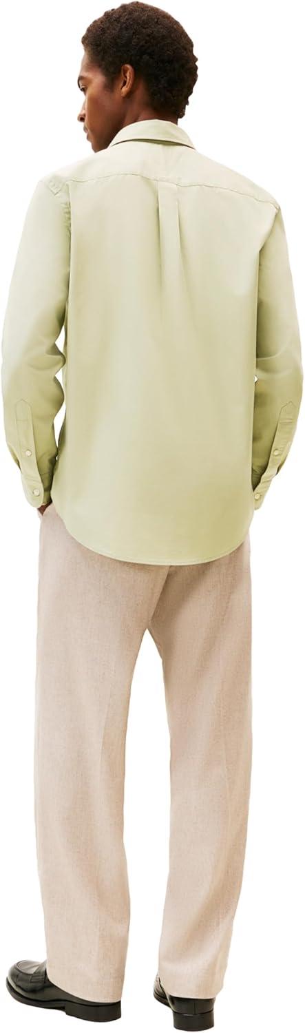 imageTommy Hilfiger Mens Long Sleeve Poplin Shirts in Regular Fit Mens Button Down Shirts Also Available in Big and TallEarth Sage