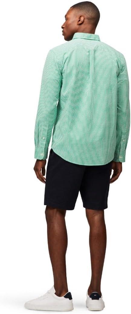 imageTommy Hilfiger Mens Long Sleeve Poplin Shirts in Regular Fit Mens Button Down Shirts Also Available in Big and TallOlympic Green Optic White Gingham