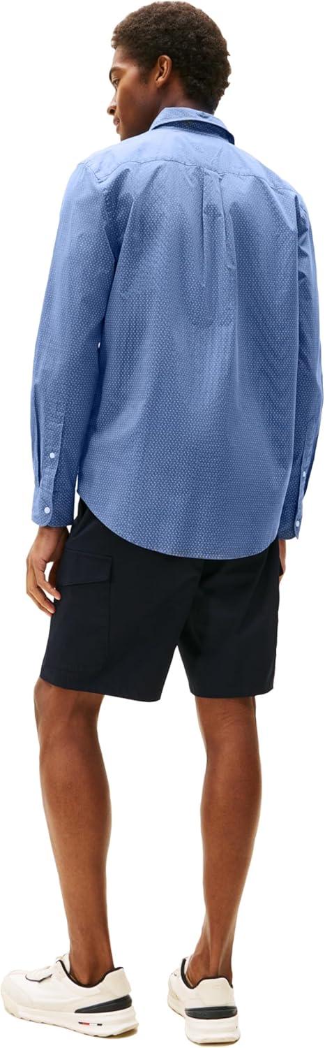 imageTommy Hilfiger Mens Long Sleeve Poplin Shirts in Regular Fit Mens Button Down Shirts Also Available in Big and TallPreppy Navy
