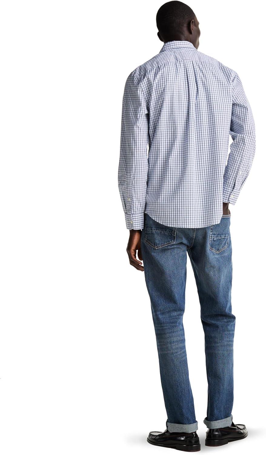 imageTommy Hilfiger Mens Long Sleeve Poplin Shirts in Regular Fit Mens Button Down Shirts Also Available in Big and TallSweet Blue Multi Gingham