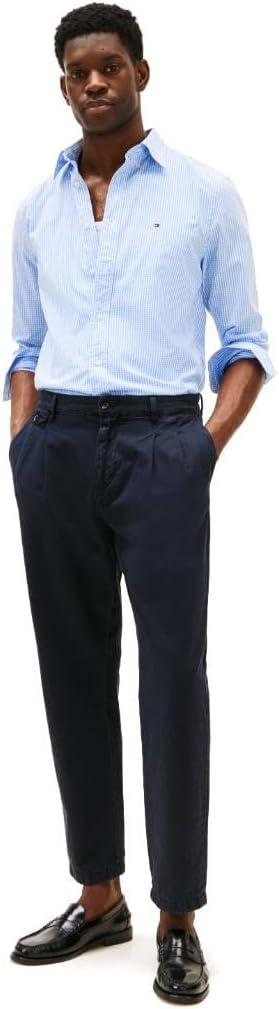 imageTommy Hilfiger Mens Long Sleeve Poplin Shirts in Regular Fit Mens Button Down Shirts Also Available in Big and TallSweet Blue Optic White Gingham