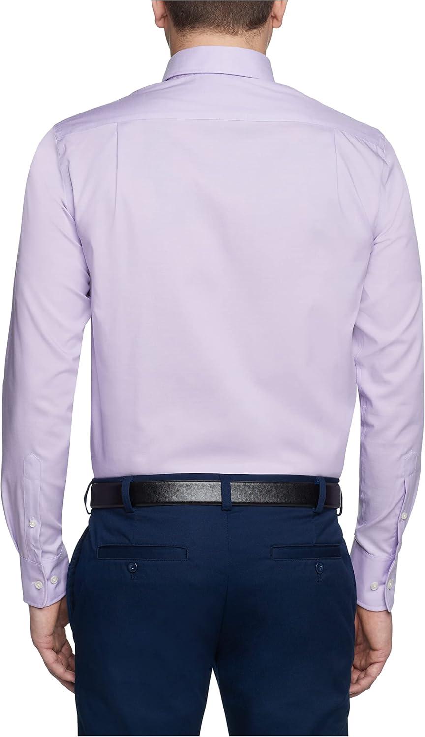 imageTommy Hilfiger Mens Non Iron Solid Button Collar Dress ShirtFrosted Lilac