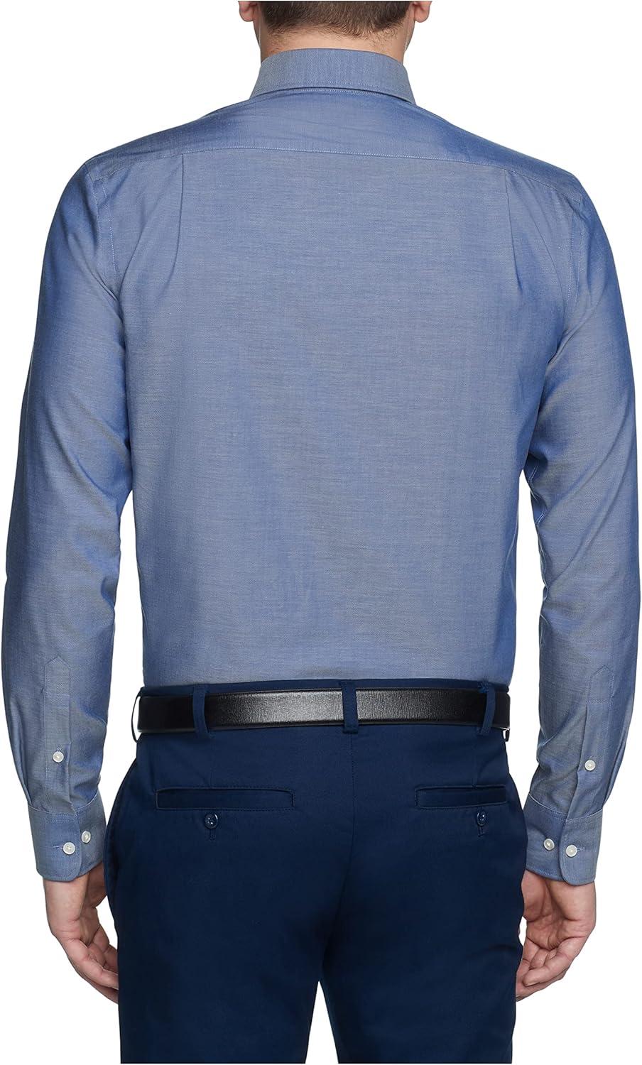 imageTommy Hilfiger Mens Non Iron Solid Button Collar Dress ShirtNight Blue