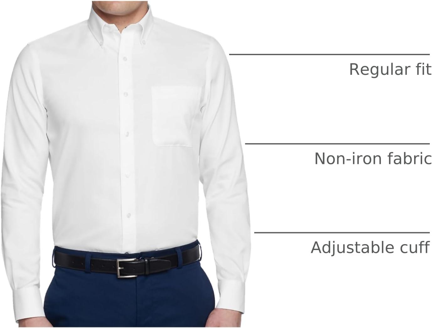 imageTommy Hilfiger Mens Non Iron Solid Button Collar Dress ShirtWhite