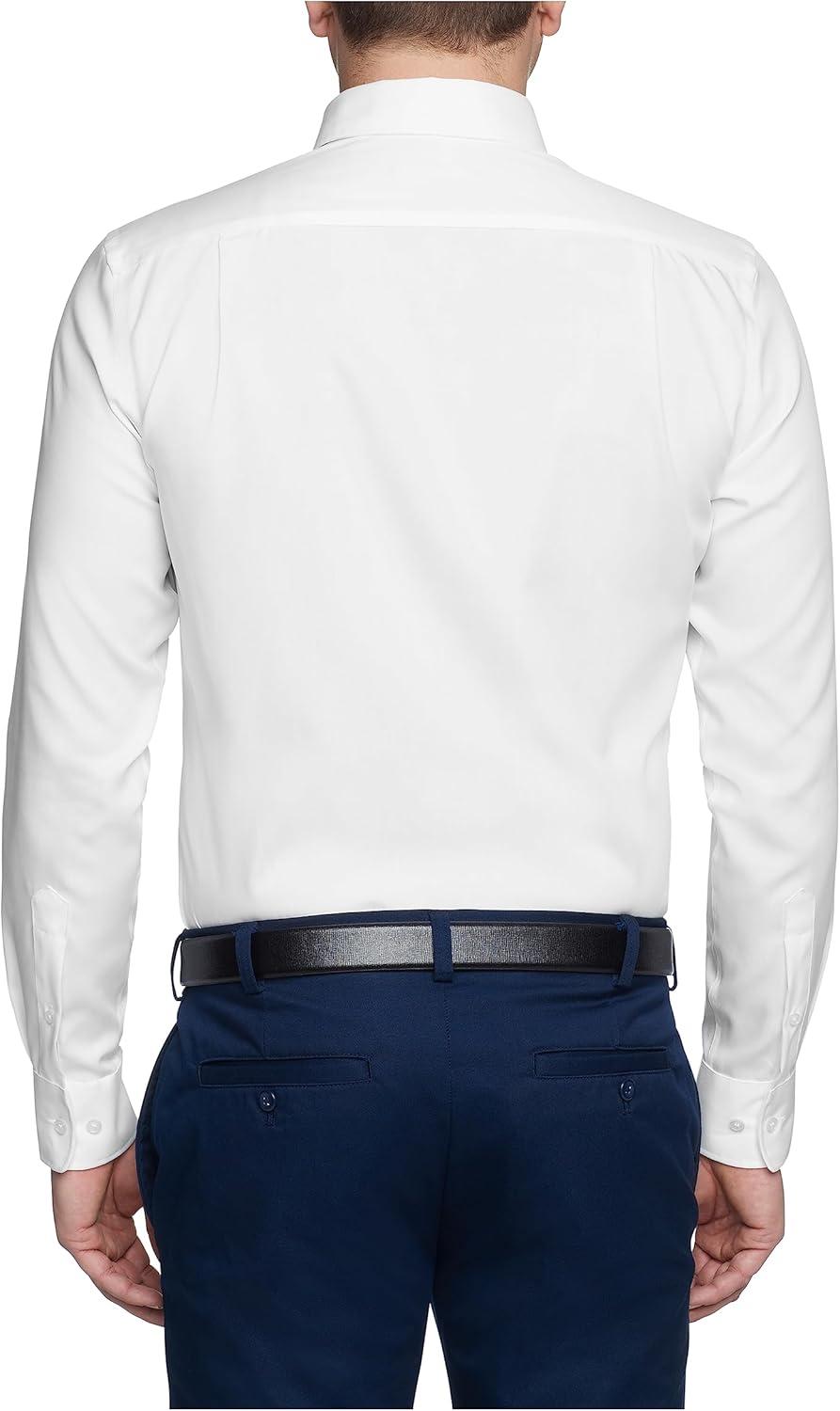 imageTommy Hilfiger Mens Non Iron Solid Button Collar Dress ShirtWhite
