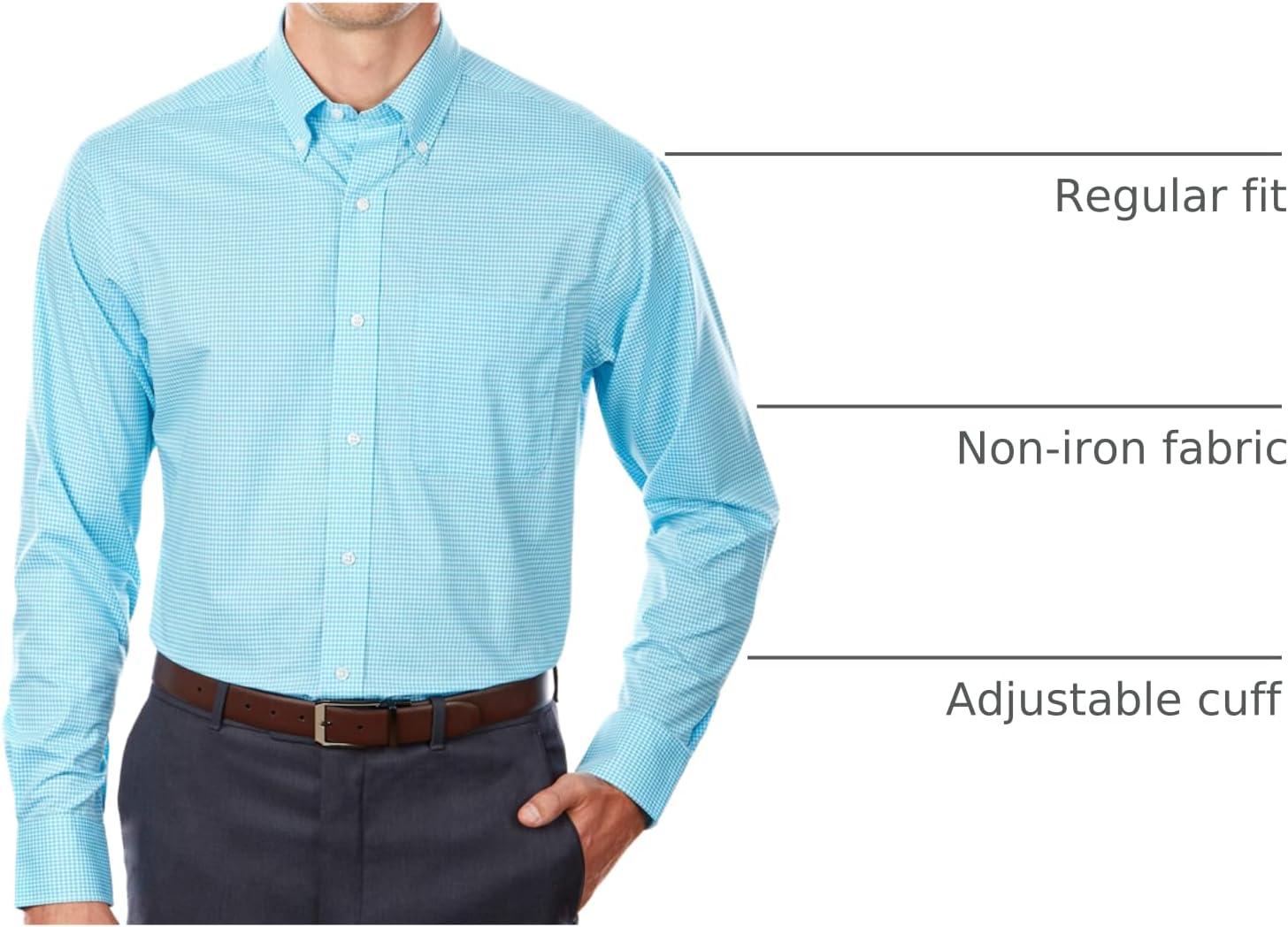 imageTommy Hilfiger Mens Regular Fit Non Iron Gingham Dress Shirt Amazon ExclusiveAqua