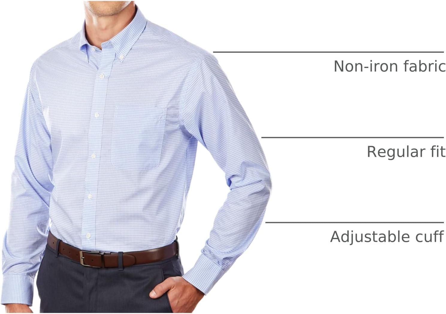imageTommy Hilfiger Mens Regular Fit Non Iron Gingham Dress Shirt Amazon ExclusiveClear Water
