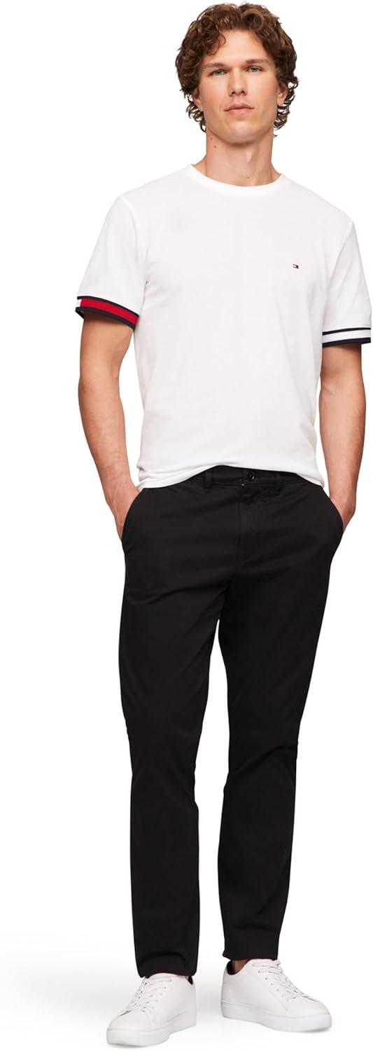 imageTommy Hilfiger Mens Short Sleeve Breathable Cotton TShirts with Cuff DesignWhite