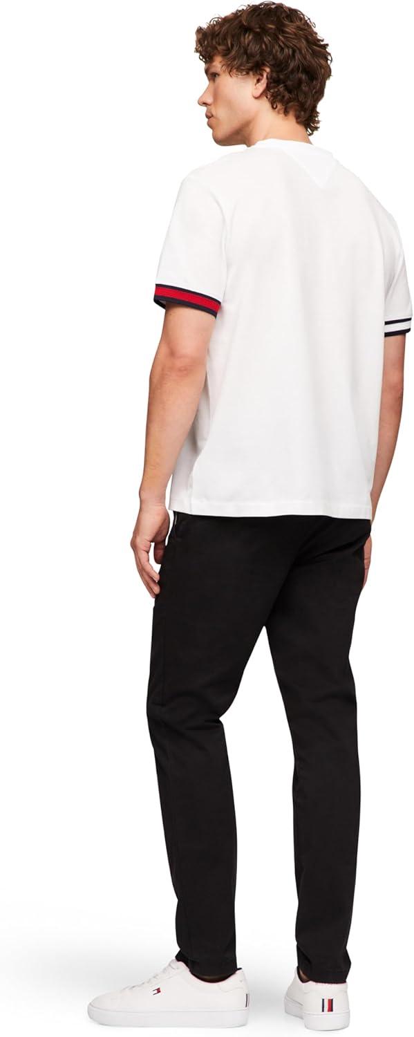 imageTommy Hilfiger Mens Short Sleeve Breathable Cotton TShirts with Cuff DesignWhite