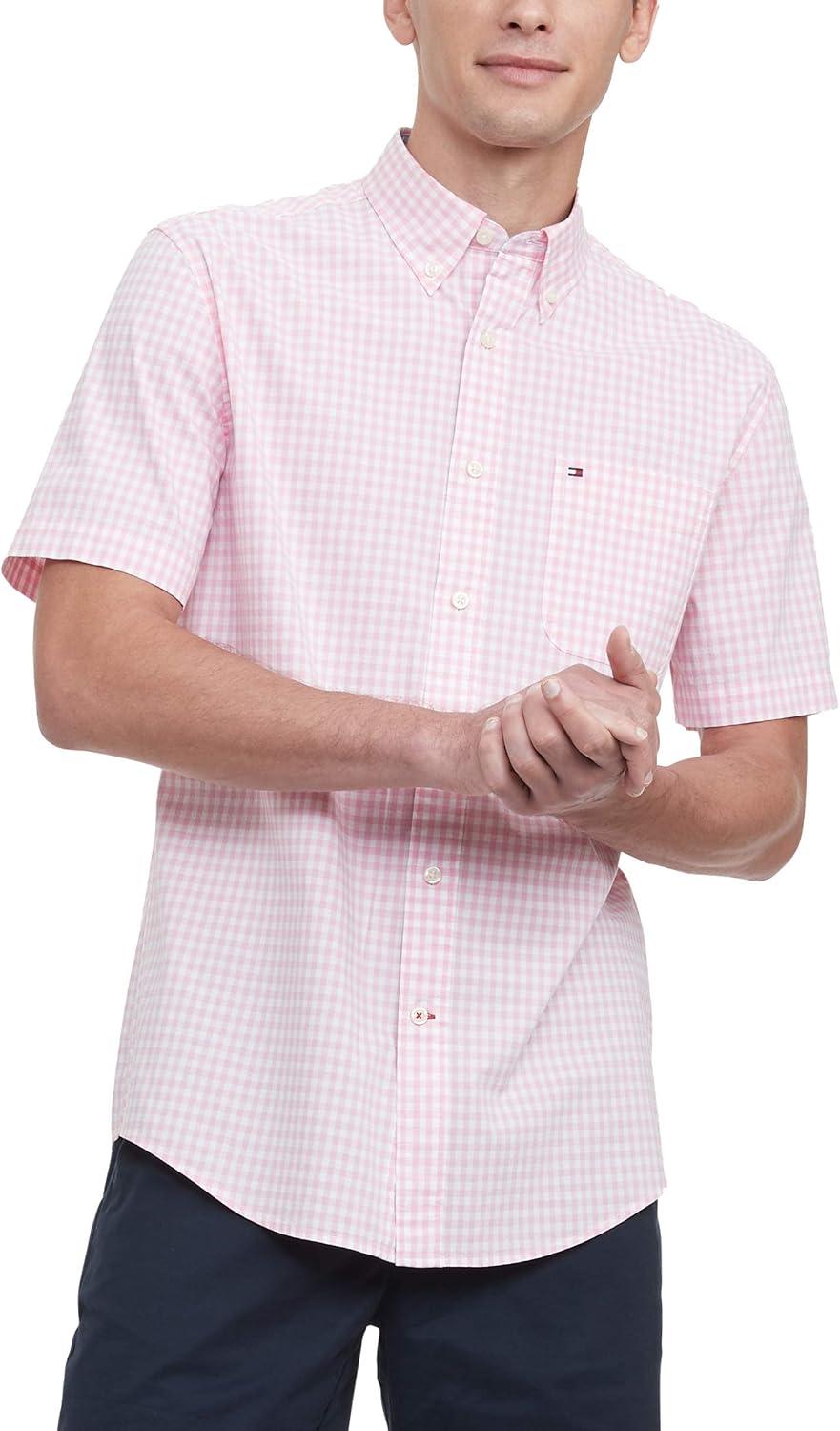 imageTommy Hilfiger Mens Short Sleeve ButtonDown ShirtBewitching Pink
