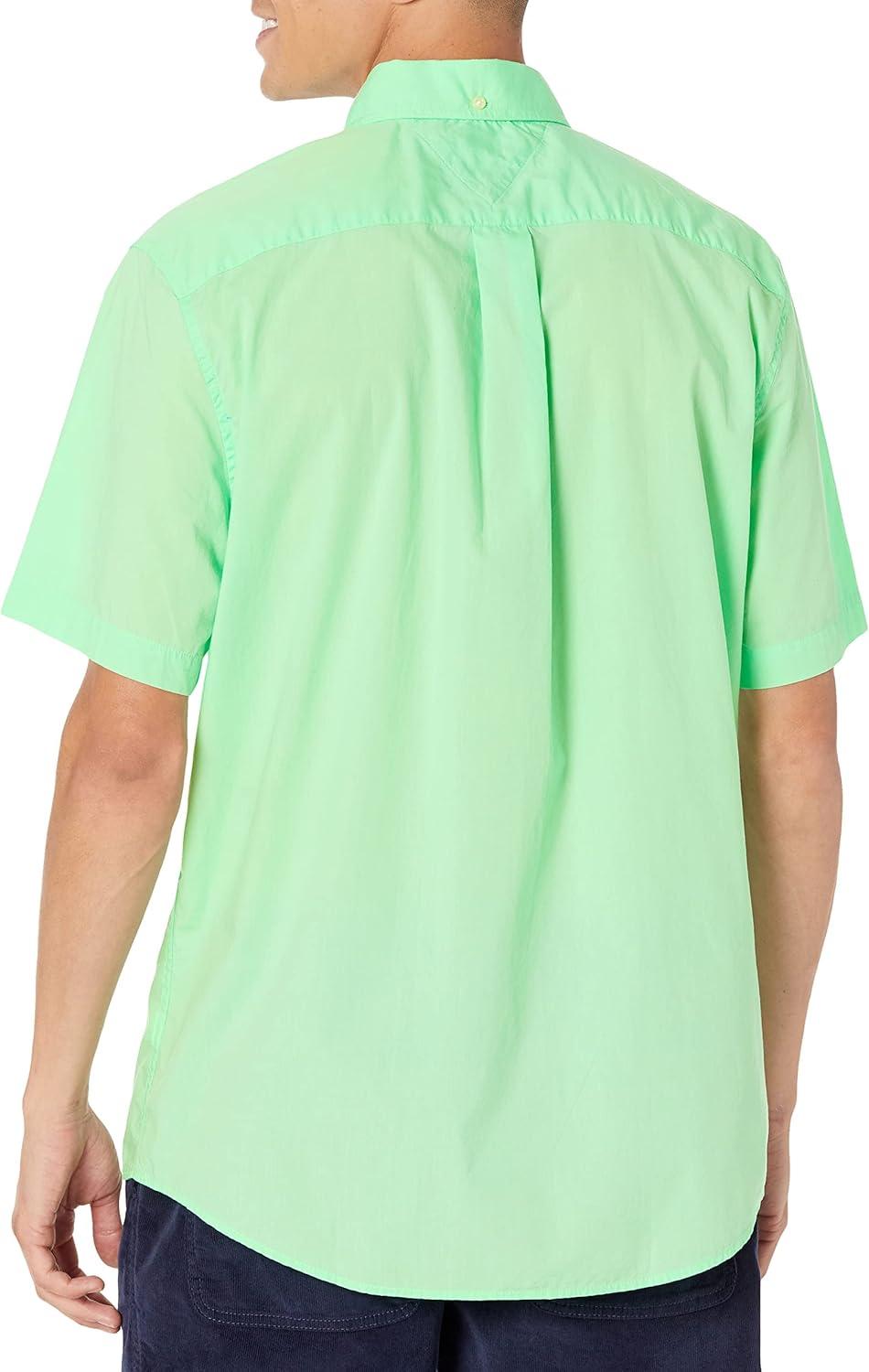 imageTommy Hilfiger Mens Short Sleeve ButtonDown ShirtGreen Ash