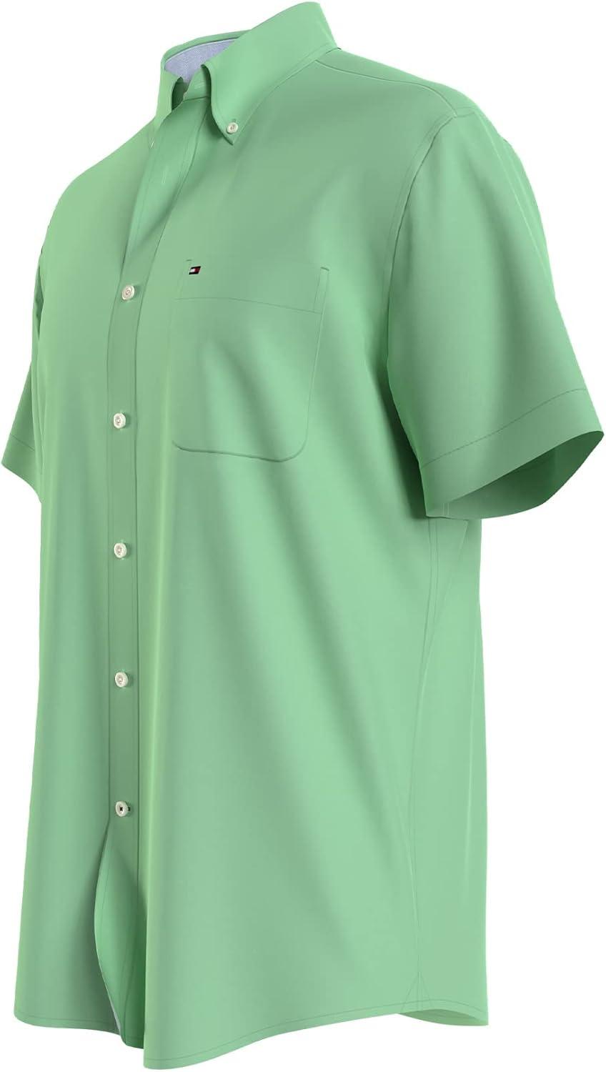 imageTommy Hilfiger Mens Short Sleeve ButtonDown ShirtGreen Ash