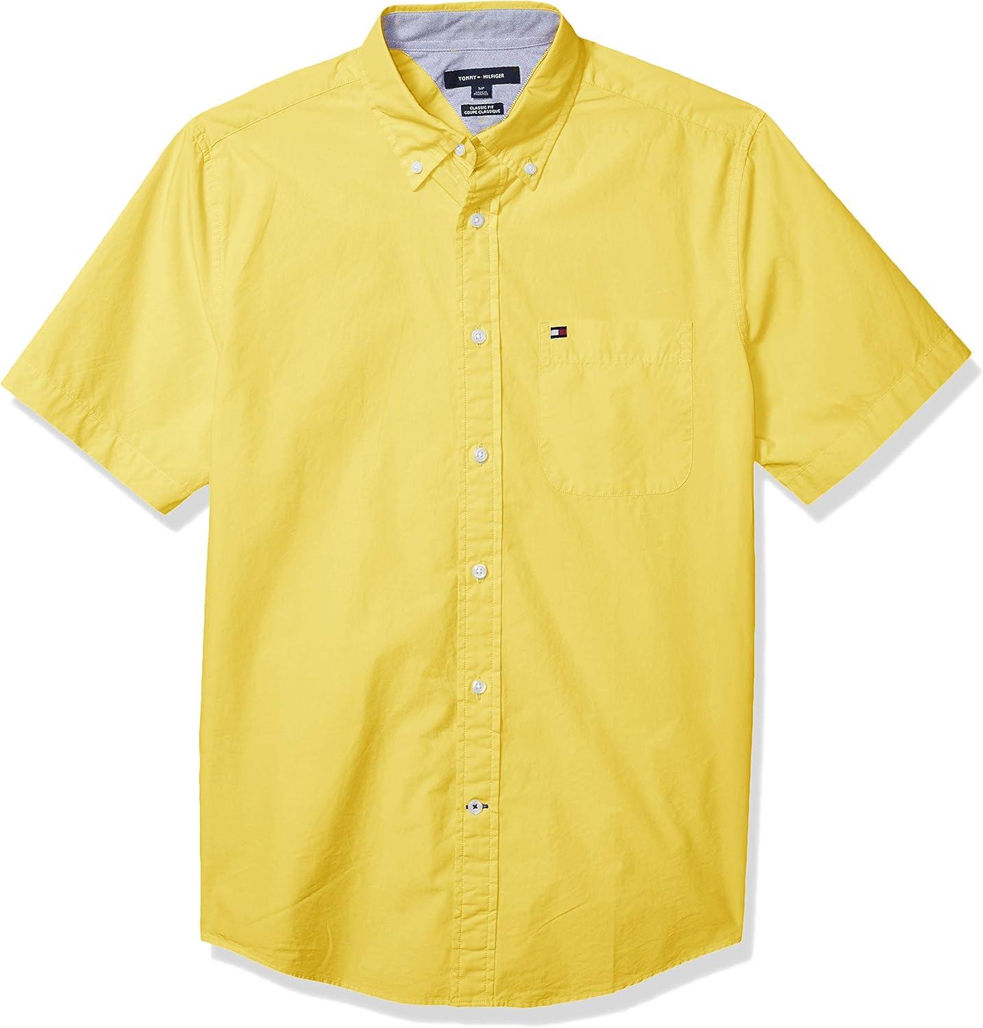 imageTommy Hilfiger Mens Short Sleeve ButtonDown ShirtLimelight