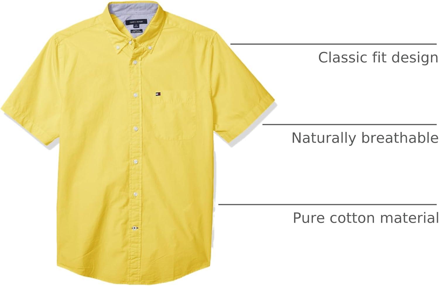 imageTommy Hilfiger Mens Short Sleeve ButtonDown ShirtLimelight